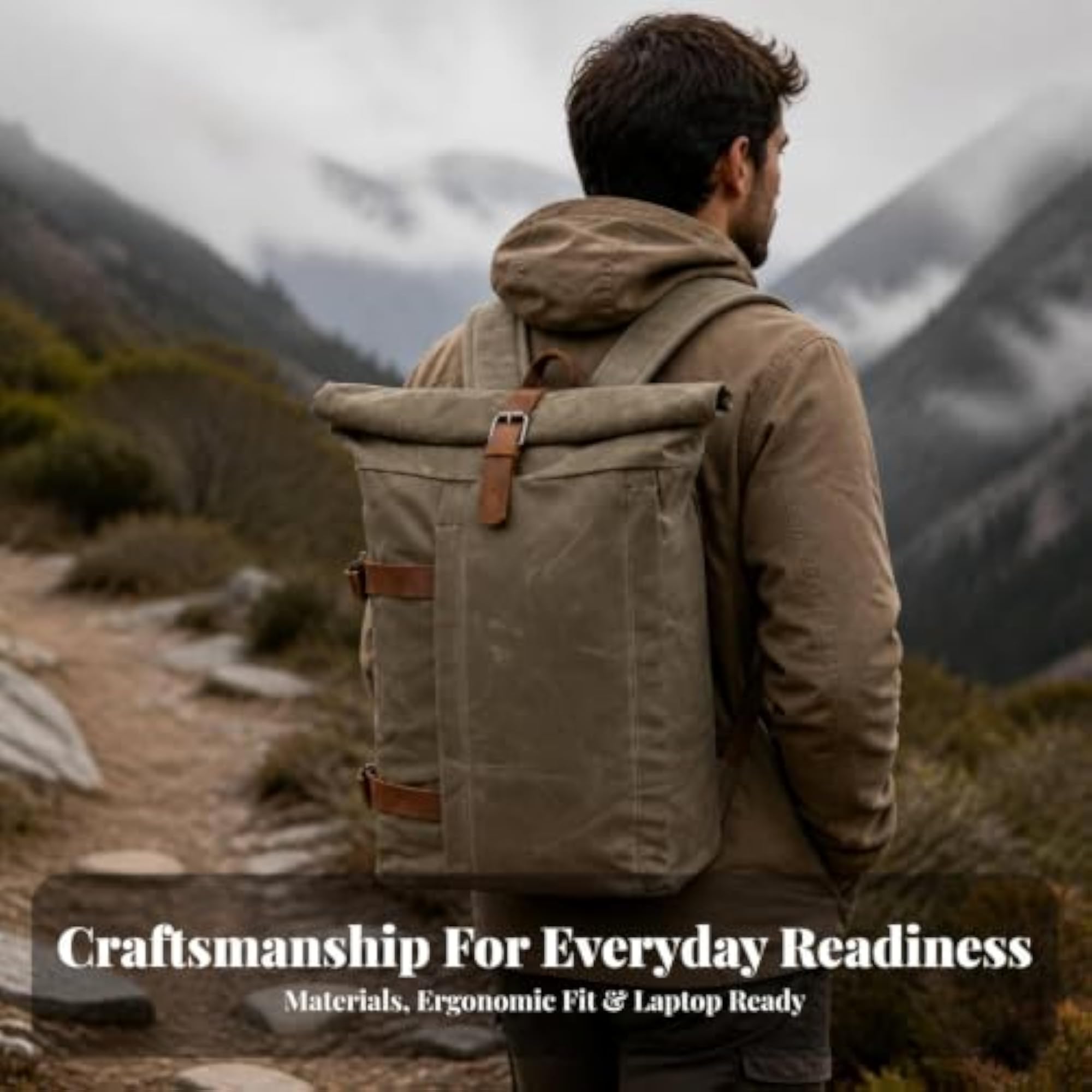 Spacious Roll-Top Backpack, Ergonomic Design