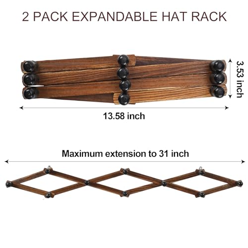 Wgfkvas 2 Pack Expandable Coat Rack, Accordion Wall Hangers, Wooden Hat Rack Wall Mounted thumb #5