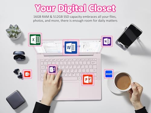 Image of 14.1 inch Laptop Computer, 4-Core N5105 Processor, 8GB RAM, 256GB SSD, Traditional Notebook PC with 2K Display, Backlit Keyboard, Fingerprint, Webcam, Win11 Pro Laptops for Home Work Study, T140J