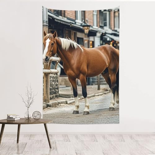 Tapisserie murale cheval de 152 x 101 cm décoration d'intérieur en tissu