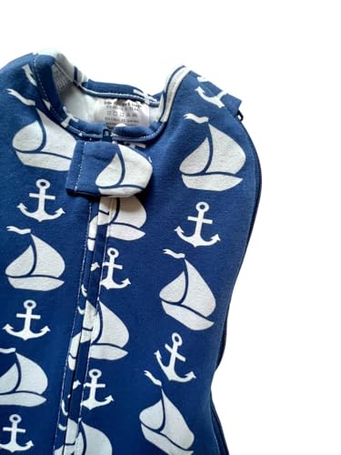 Image of Woombie Grow with Me Baby Swaddle - Convertible Self-Soothing Swaddle Fits Babies 0-18 Months - Expands to Hands-Free, Legs-Out Wearable Blanket - Nautical Navy