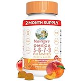 Omega 3, 6, 7, 9 Vegan Gummies by MaryRuth's, Non-GMO, Gluten Free for Adults & Kids, NO Fish, NO Krill, Sugar Free, Peach Mango Apricot, 4 Month Supply (120 Gummies)