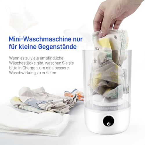 Unterwäsche-Wascher, tragbare Mini-Waschmaschine, verbesserte Mini-Waschmaschinen, wiederaufladbare drahtlose Waschmaschine, Wäschebecher für BHs, Unterwäsche, Socken (Weiß)
