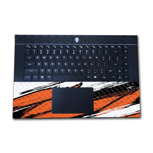 Image of Carbon Fiber Laptop Skin Compatible with Alienware M16 R2 (2024) - Grunge Orange - Premium 3M Vinyl Protective Wrap Decal Cover - Easy to Apply | Crafted in The USA by MightySkins