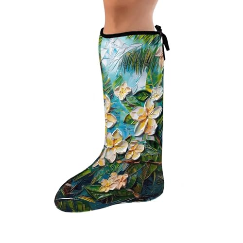 Rnyleeg Womens Cast Cover for Foot Oil Painting Flower Leg Cast Cover Sock Below The Knee Leg Cast Protector for Showering Keep The Cast Clean