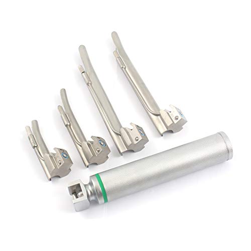 PRECISE CANADA Airway Intubation Deluxe Conventional Set - Five Blades Straight and One Handle, First Responder Kit