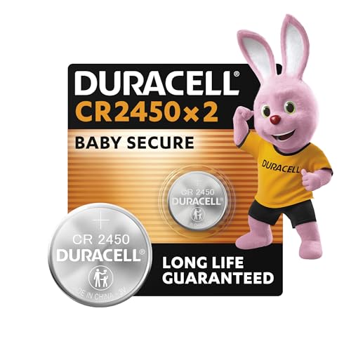 Duracell Batterie a moneta al litio 2450 3V (confez. da 2) - Lunga durata garantita - Per portachiavi, dispositivi domestici, bilance, sensori - A prova di bimbo - Garantite per 10 anni in stoccaggio
