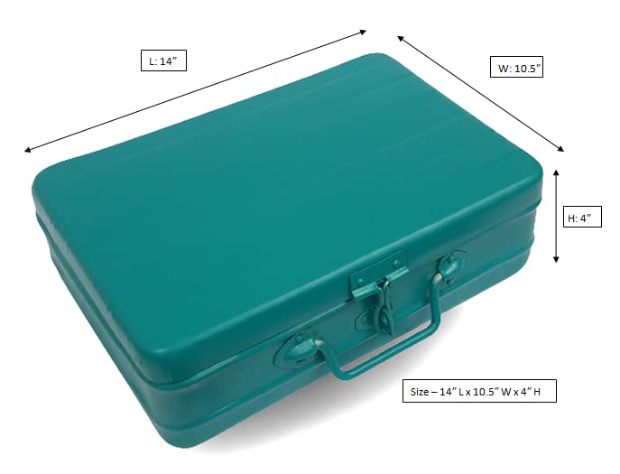 Image of JAYCO Big Aluminum Storage Box /Treasure Chest /Currency Money Box /Gift Trunk - 14 inch Large (35 cm x 27 cm x 10 cm, Green) Rectangular