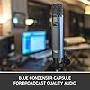 Blue Ember XLR Condenser Microphone for Recording, Podcasting, Streaming, Custom Cardioid Capsule and Mic Stand Mount - Grey #1