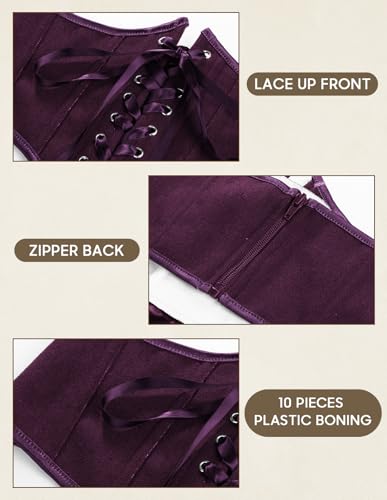 Scarlet Darkness Corset Belt for Women Lace Up Boned Underbust Corset Waist Belts2