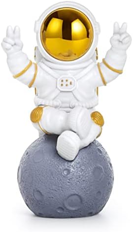 NIUNEW Astronaut Decor Room Decor for Men,Mens Room Decor,Cute Office Desk Decor for Men,Cool Gold Space Small Shelf Bookshelf Decor Astronaut Figurine Sculptures(Gold)