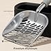 Vitisyao Metal Cat Litter Scoop with Holder, Aluminum Cats Litter Scooper Captures All Clumps, Heavy Duty Metal Kitty Scoopers with Holder, Cat Metal Scoop and Holder (Black)