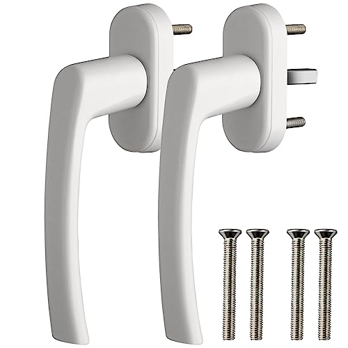 GETLITOOL 2PCS Poignée de Fenêtre Blanche Serrure de Fenêtre en Aluminium sans Clé Poignée de Fenêtre de Sécurité Enfant en Longueur de Tige 35mm pour Porte Fenêtre Porte Balcon Maison
