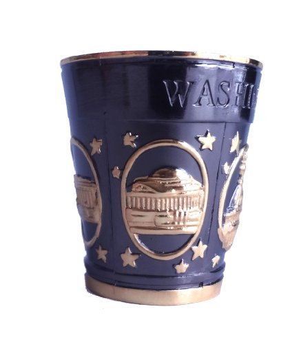 Washington D.c. Metal Souvenir Shot Glass (Black And Gold) (Type 2) #TOP3