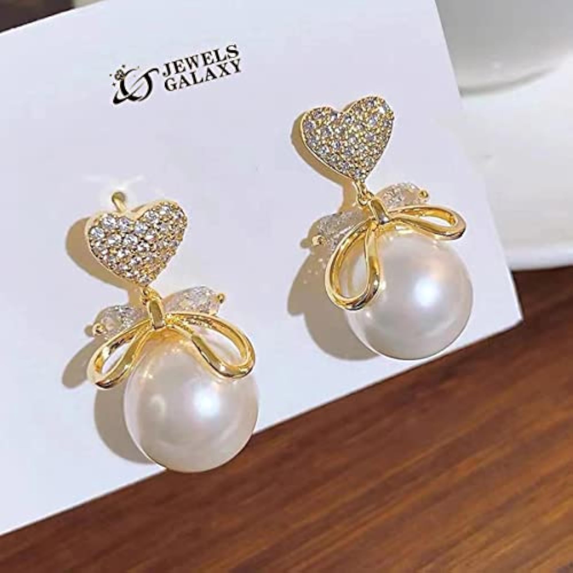 Heart Pearl Drop Earrings