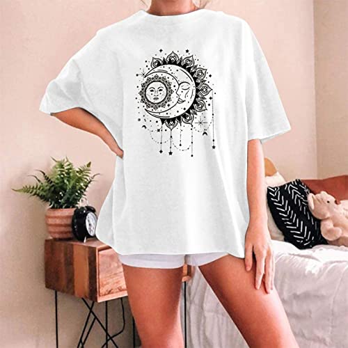 Blusa feminina com gola redonda e manga curta, macia, confortável, de algodão, para mulheres Y6 Y6,