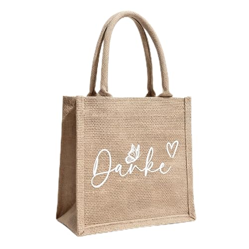 RunFar shop Jutetasche Danke von Herzen Geschenktasche Jute Kleinigkeit Tasche Naturleinen Einkaufstasche Kleine Aufmerksamkeit Dankeschön Nachbarn Kollegen Krankenschwester Freundin Oma Geschenkidee