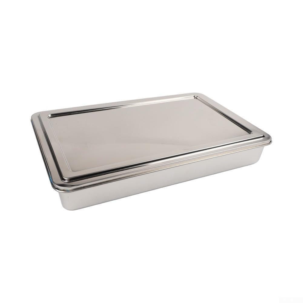 Tiramisu Edelstahl Rechteckig mit Deckel – Antihaftbeschichtet Backrahmen Verstellbar für Schichtkuchen Lasagne 33x29cm(44)