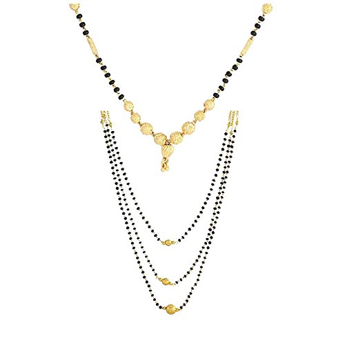 Three Layer Black Beads Mangalsutra 