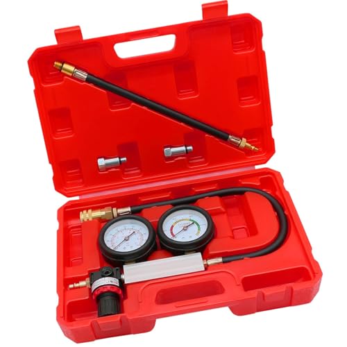 Cylinder Leak Down Tester Kit, Gasoline Engine Compression Tester Fuel Pressure Gauge For Car Automotive Truck Motorcycle Cylinder Leak Detector
