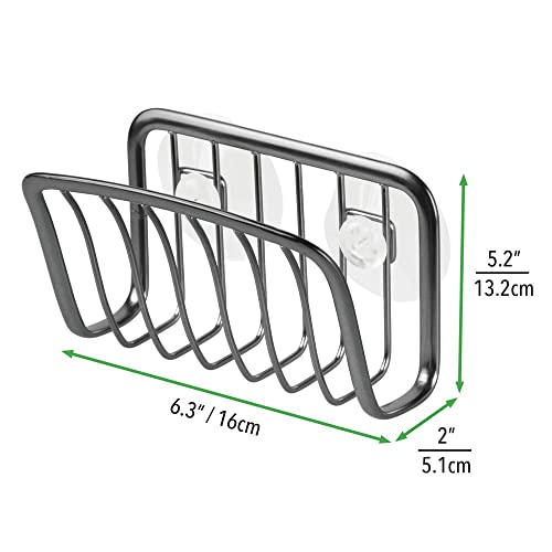 Mdesign Metal Farmhouse Kitchen Sink Organizer Caddy, Storage Holder For Sponges, Soaps, Scrubbers - Quick Drying Wire Basket Design, Strong Suction Cups - 2 Pack - Brushed Black Nickel #TOP5
