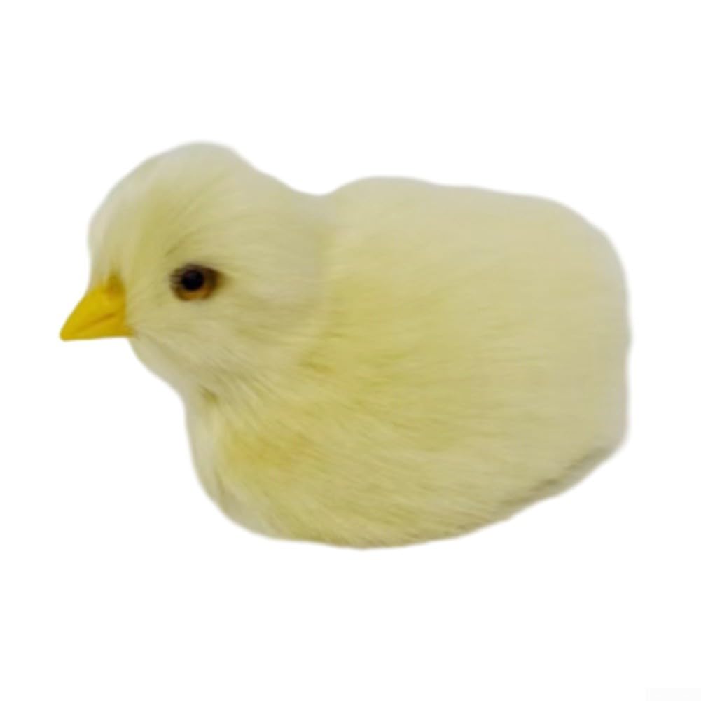 Realistic Chick Decoration Animal Doll, Yellow Plush Simulation Chicken Model for Easter Home Garden Decor, 8 cm (Pack of 1)(lying chicken)