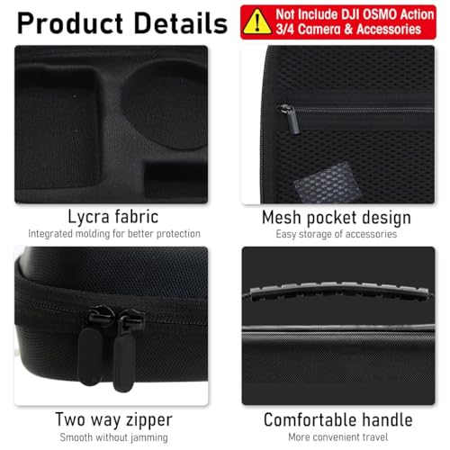 Image of TEKTONIC for Osmo Action 3 Carrying Case for DJI OSMO Action 3 /Action 4 /5Pro /6 Camera, Hard Shell Bag Storage Bag with Shoulder Strap Travel Case for DJI OSMO Action 3 /4 /5pro Camera