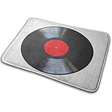 Abmessung: 50cm * 80cm Liumt rutschfeste Fußmatten Rot Objekt Schallplatte Weiß Musik Alt Plattenalbum Player Outdoor Innenteppiche
