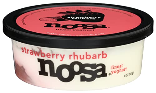 Noosa Yoghurt, Strawberry Rhubarb, 8 oz, Whole Milk Yogurt, Grade-A Pasteurized, Gluten Free, Probiotic, Made With All Natural Premium Quality Ingredients