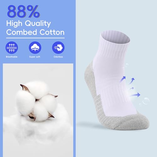 Begrily Mens Cotton Athletic Ankle Socks - 6/8 Pack Thick Cushion Low Cut Sock Comfortable for Running Sport Casual Work3