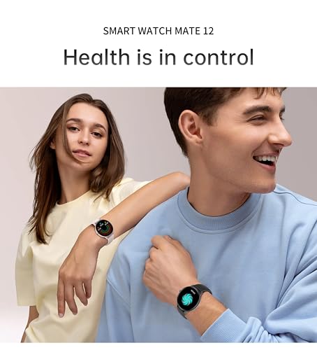Mate 12 Smart Watch 1.39 Inch HD Screen IP68 Waterproof Fitness Tracker with Heart Rate Blood Oxygen Monitor Voice Search Sports Modes for Men Women