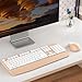 COVEVA Wireless Keyboard and Mouse Combos, Retro Keyboard and Mouse Wireless 104 Keys Full Size, 2.4Ghz Connection and Optical Mouse for Windows, Mac, PC, Laptop for Home and Office (White Milk Tea)