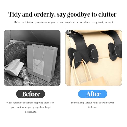 TNAIYH Car Seat Headrest Hook, 2PCS Vehicle Seat Back Head Rest Hanger Double Hook, Automotive Interior Storage Organizer for Handbag Purse Coat, Universal for SUV Automobile Truck (Black)