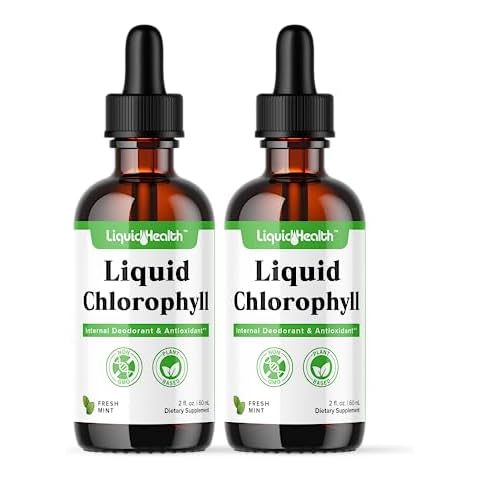 LIQUIDHEALTH Liquid Chlorophyll Drops - Internal Deodorizer, Antioxidants, Liver Detox, Immune Support, Relieve Bad Breath, Reduce Appetite, Collagen for Hair & Skin Health - Vegan, Non-GMO (2 Pack) Cover