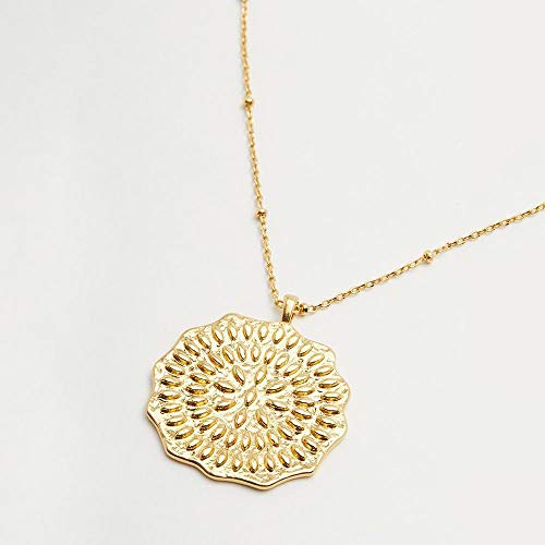 Gorjana Women's Mosaic Coin Pendant Adjustable Necklace, 18K Gold Plated Medallion, 19 Inch Chain #TOP2