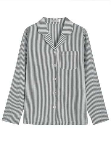 Image of Latuza Women's Cotton Long Sleeve Pajama Set Seersucker Button Down Pj Set