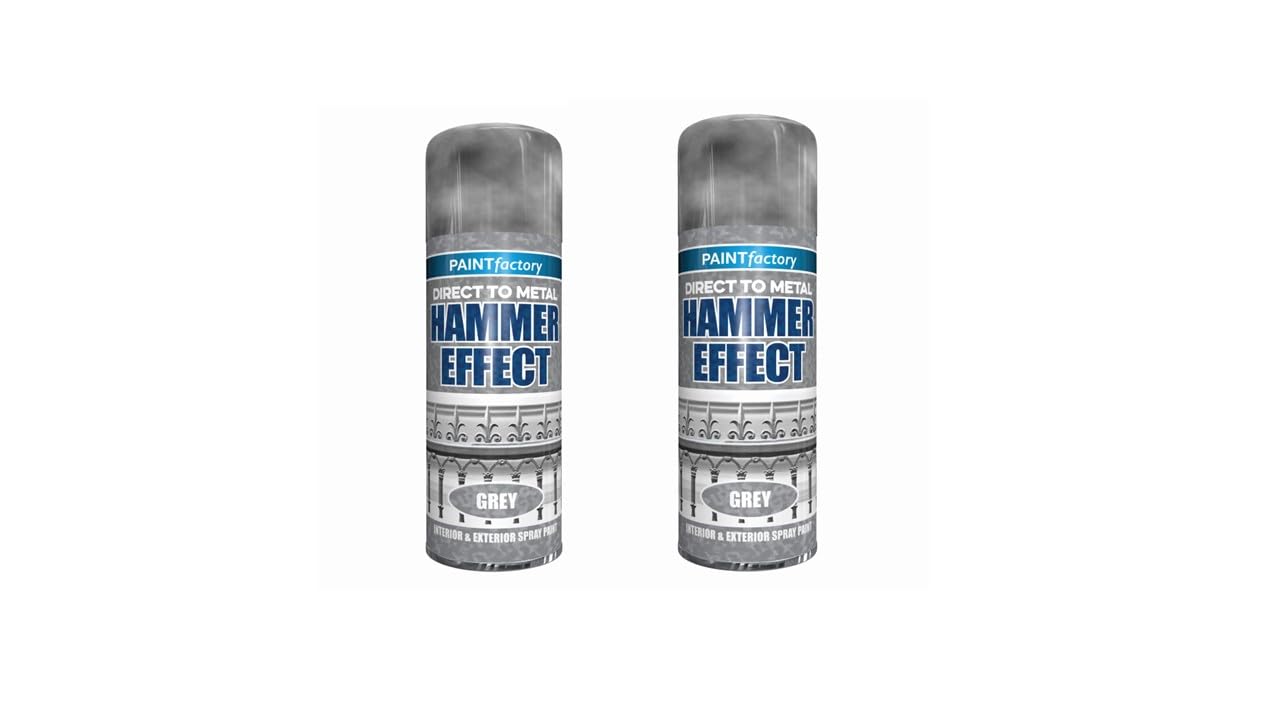2 x Grey Direct to Metal Hammer Effect Spray Paint 400ml