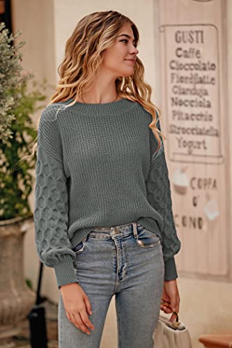 Prettygarden Women's 2023 Winter Pullover Sweater Casual Long Sleeve Crewneck Loose Chunky Knit Jumper Tops Blouse (Grey,Medium) #TOP7