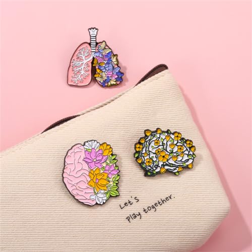 Organ Enamel Pins for Backpacks Pin Set Enamel Pins Set Butterfly Brain Lung Floral Flower Brooch Pin Men Women Boys Girls Cardiac Organ Cute Aesthetic Pin for Hat Bag Denim Coat Decor Accessories by noxozoqm - Used condition - Image 2