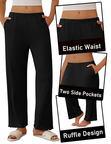 Ekouaer Pajama Pants Women Soft Casual Lounge Pajama Bottoms Comfy Stretch Sleep Pants Wide Leg Pj Bottoms with Pockets3