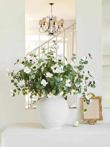 MISSPIN Artificial Flowers with Greenery Stems Faux...