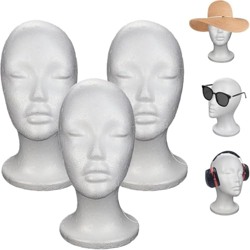 3 Pack Foam Mannequin Head Model | Lightweight Foam Mannequin Models | Female Foams Mannequins Heads Model Display Stand For Hats Styling Wigs Sunglasses Scarves Jewelry