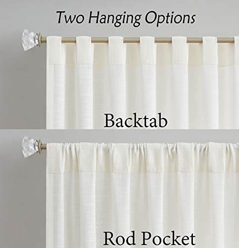 Central Park Ombre Window Curtain Panel Linen Gradient Print On Rayon Blend Fabric Backtab Rod Pocket Drapery Treatments For Living Room/Bedroom, Cream White To Pink, 50" X 84", Set Of 2 #TOP2