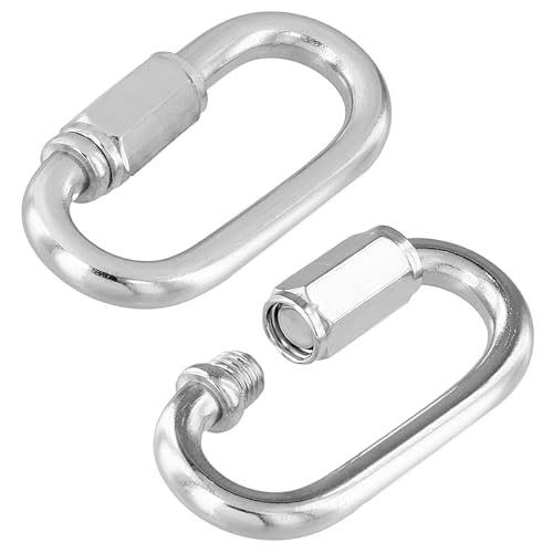 QWORK® Lot de 8 Maillon Rapide M6 - Acier Inoxydable 304 - Mousqueton à Verrouillage Robustes Jusqu'à 280 kg - Accessoires pour Chaîne, Porte-Clés et Plus – vue 2