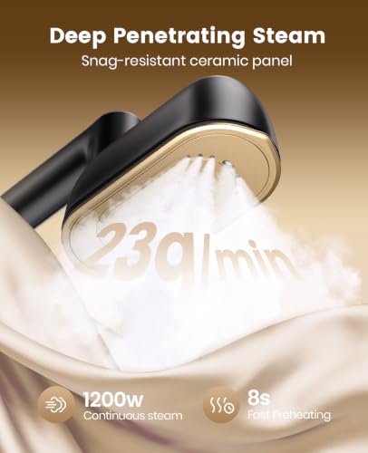 Image of Jack ＆ Rose Travel Steamer Iron for Clothes,1200w Iron Steamer,Portable Handheld Travel Size Steamer iron,8S Fast Heat-Up，Large Ceramic Heat Panel (Black)