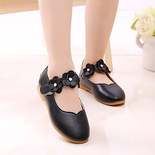 Kids Mary Jane Ballerina Flats Toddler Girls Bridesmaid Non-Slip Soft Slip On Flat Dress Shoes with Flower Strap2