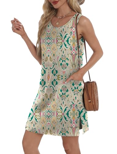 Image of BKRIVE Coverup Summer Dresses for Women 2026 Eyelet Casual Loose Sleeveless Sundresses Tank Dresses with Pockets