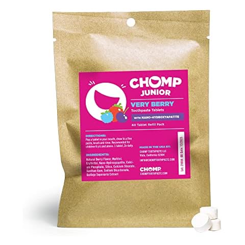 Chomp Junior Very Berry Toothpaste Tablets with Nano Hydroxyapatite Refill Cover