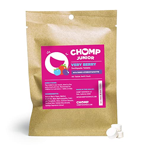 Chomp Junior Very Berry Toothpaste Tablets With Nano Hydroxyapatite Refill #TOP4