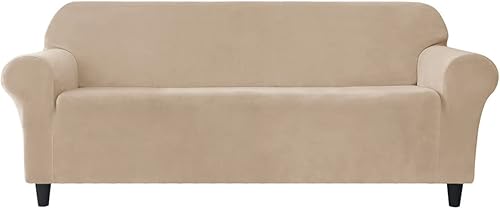 Vista 70 de Funda elástica para sofá de 3 cojines, 1 funda de terciopelo para sofá, fundas protectoras de muebles con parte inferior elástica, lavable a máquina